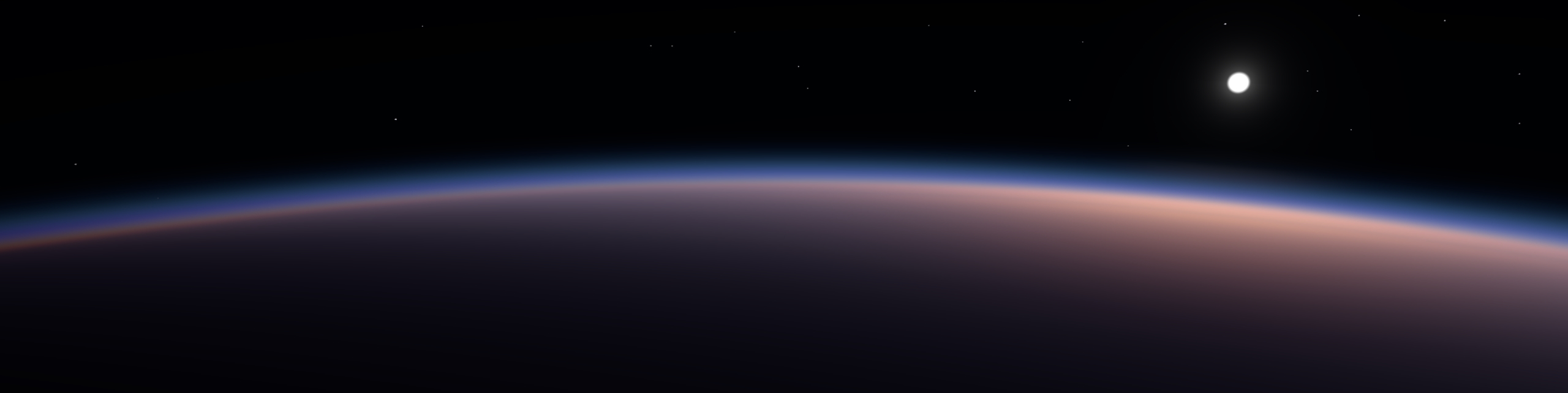 Атмосфера Земли из Космоса, с низкой орбиты в 200 км (игровой движок).